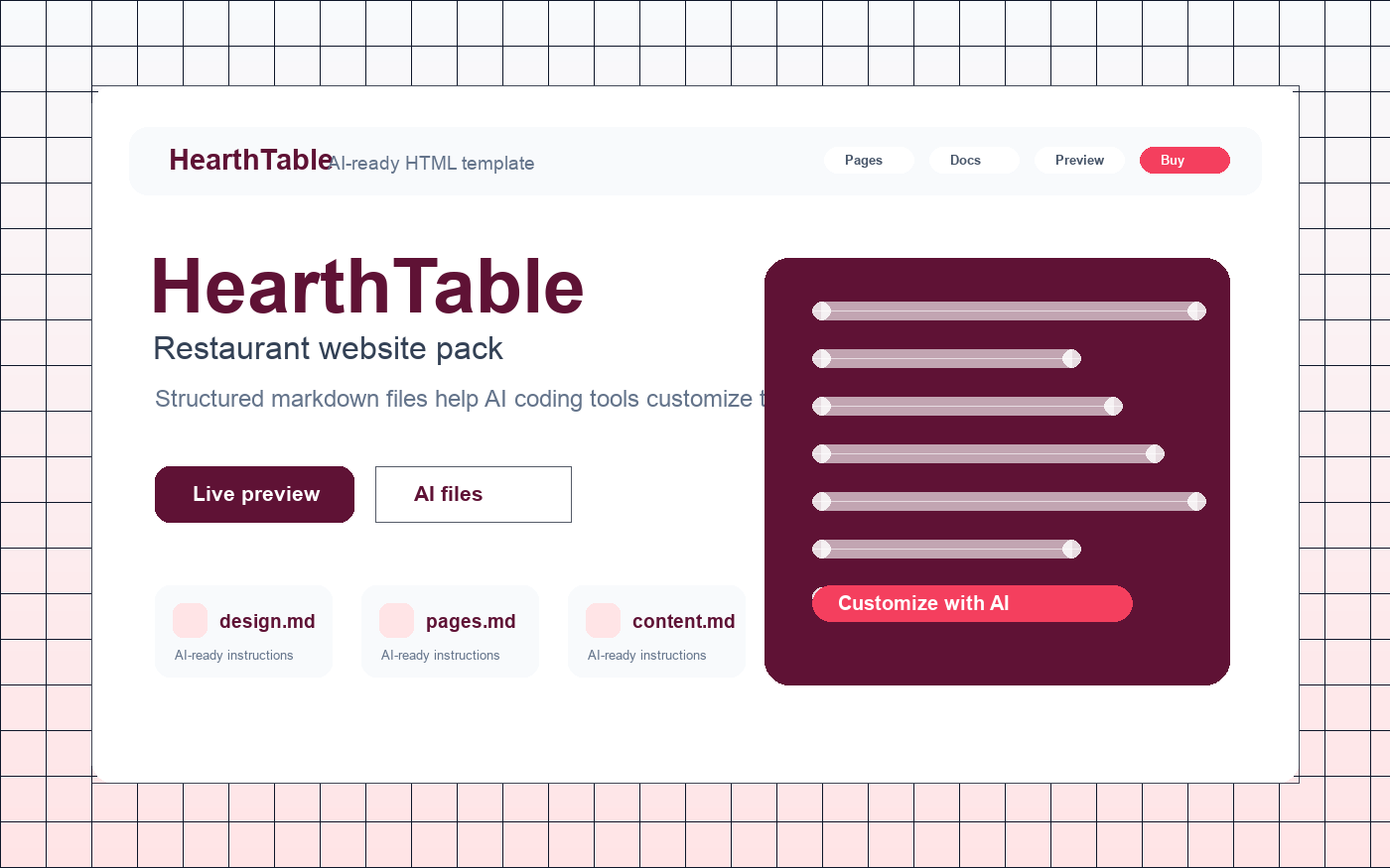 HearthTable website template preview