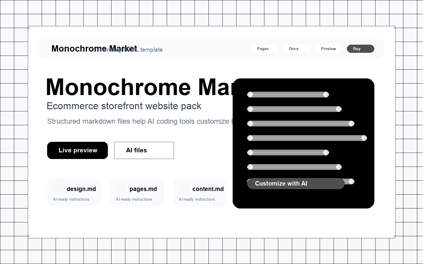 Monochrome Market website template preview